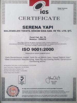 Serena Casting Quality Certificates